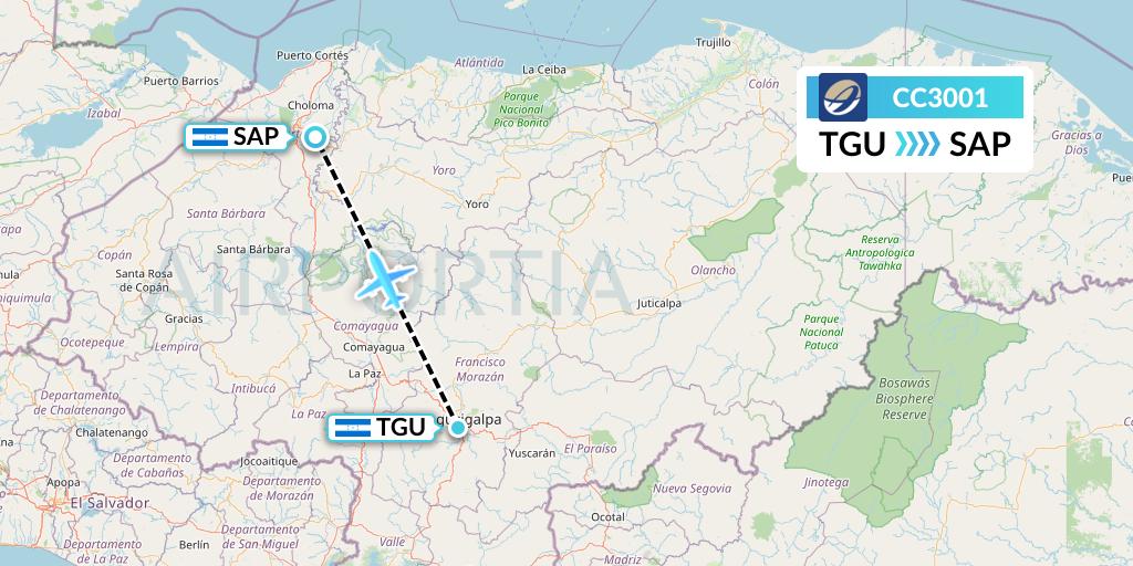 CC3001 Flight Status CM Airlines Tegucigalpa to San Pedro Sula (OMT3001)