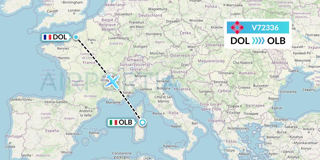 V72336 Volotea Flight Map: Deauville to Olbia