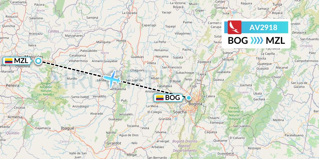 AV2918 Avianca Flight Map: Bogota to Manizales