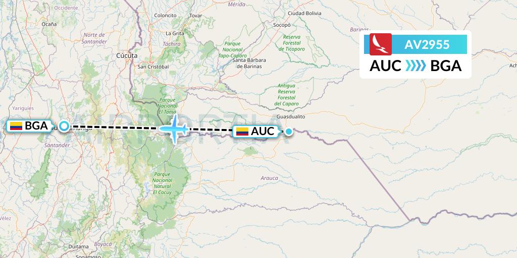 AV2955 Avianca Flight Map: Arauca to Bucaramanga