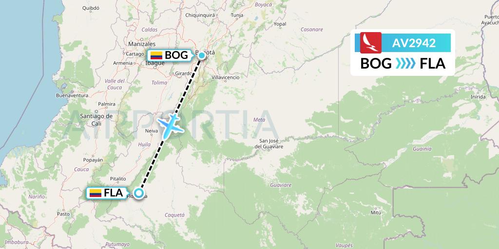 AV2942 Avianca Flight Map: Bogota to Florencia