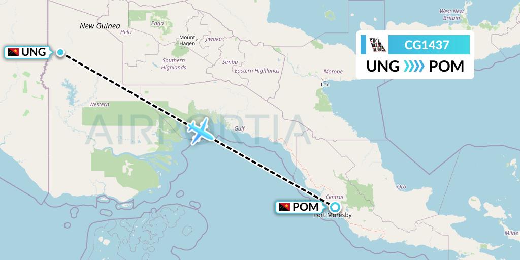 CG1437 Airlines PNG Flight Map: Kiunga to Port Moresby