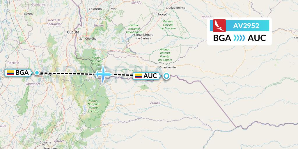 AV2952 Avianca Flight Map: Bucaramanga to Arauca