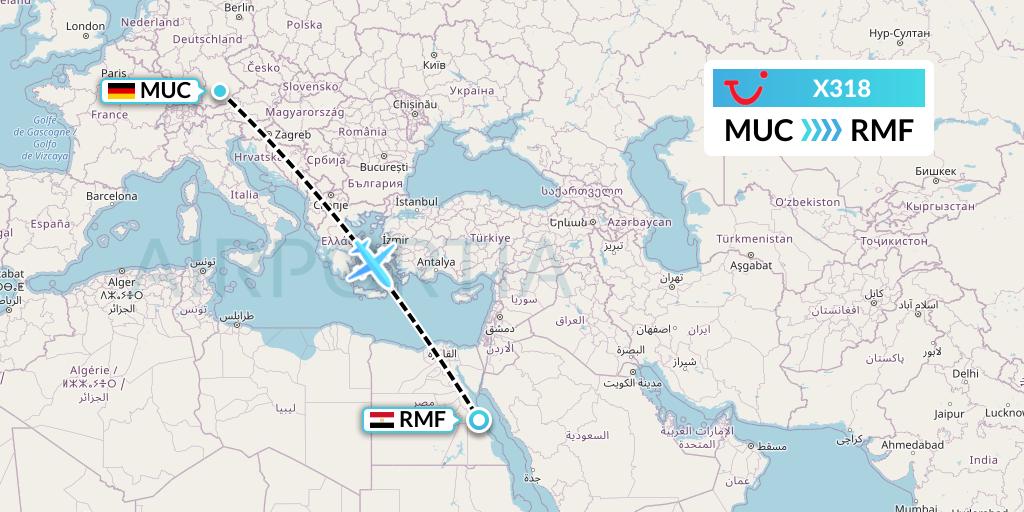 X318 TUI fly Germany Flight Map: Munich to Marsa Alam