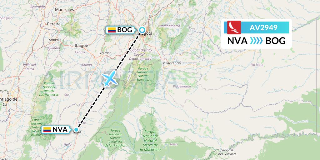 AV2949 Avianca Flight Map: Neiva to Bogota