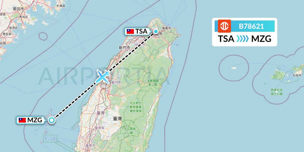 B78621 UNI Air Flight Map: Taipei to Makung