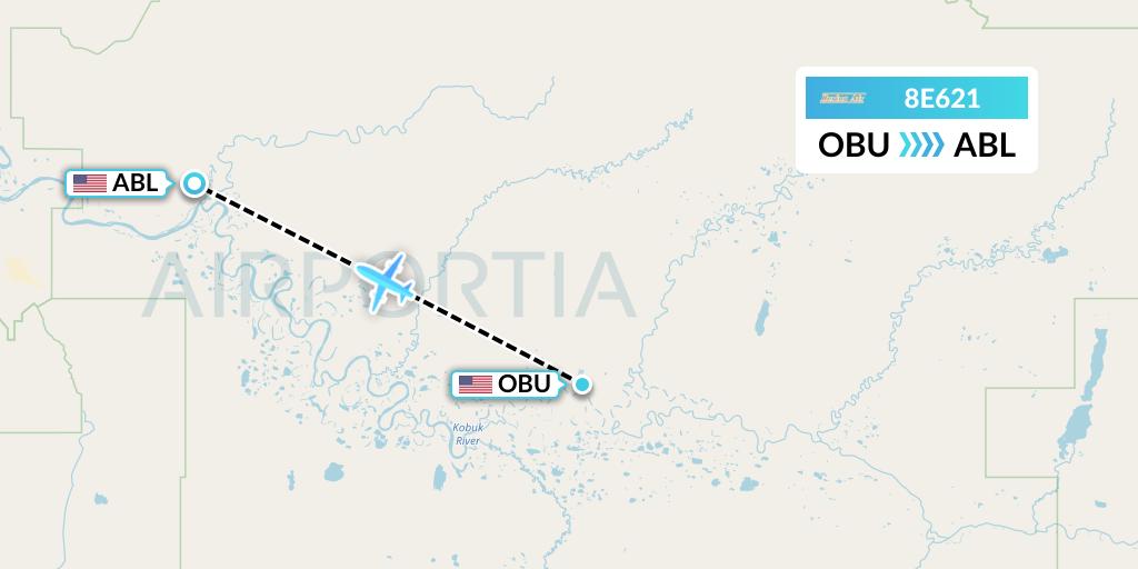 8E621 Bering Air Flight Map: Kobuk to Ambler