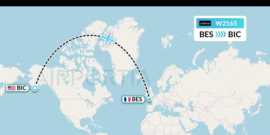 W2165 Flex Flight Flight Map: Brest to Big Creek