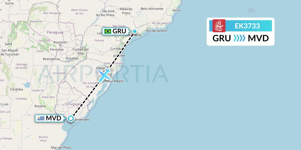 EK3733 Emirates Flight Map: Sao Paulo to Montevideo