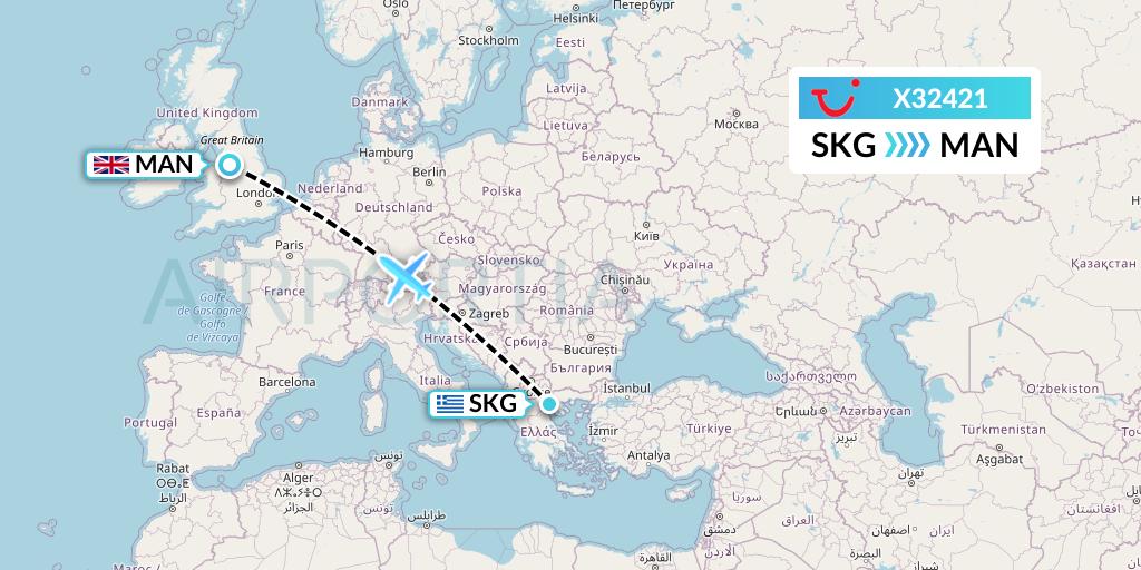 X32421 TUI fly Germany Flight Map: Thessaloniki to Manchester