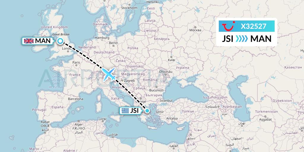 X32527 TUI fly Germany Flight Map: Skiathos to Manchester