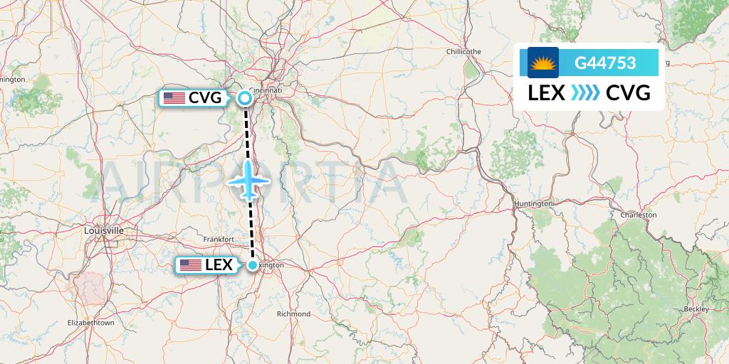 G44753 Allegiant Air Flight Map: Lexington to Cincinnati
