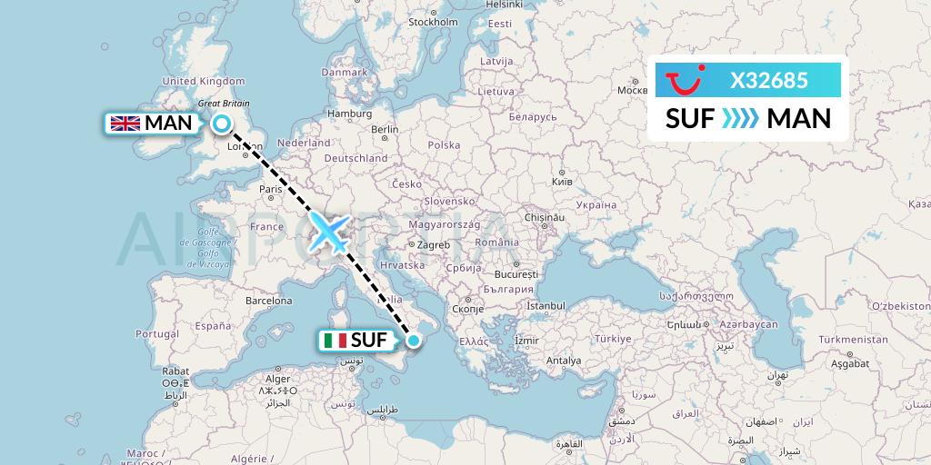 X32685 TUI fly Germany Flight Map: Lamezia Terme to Manchester