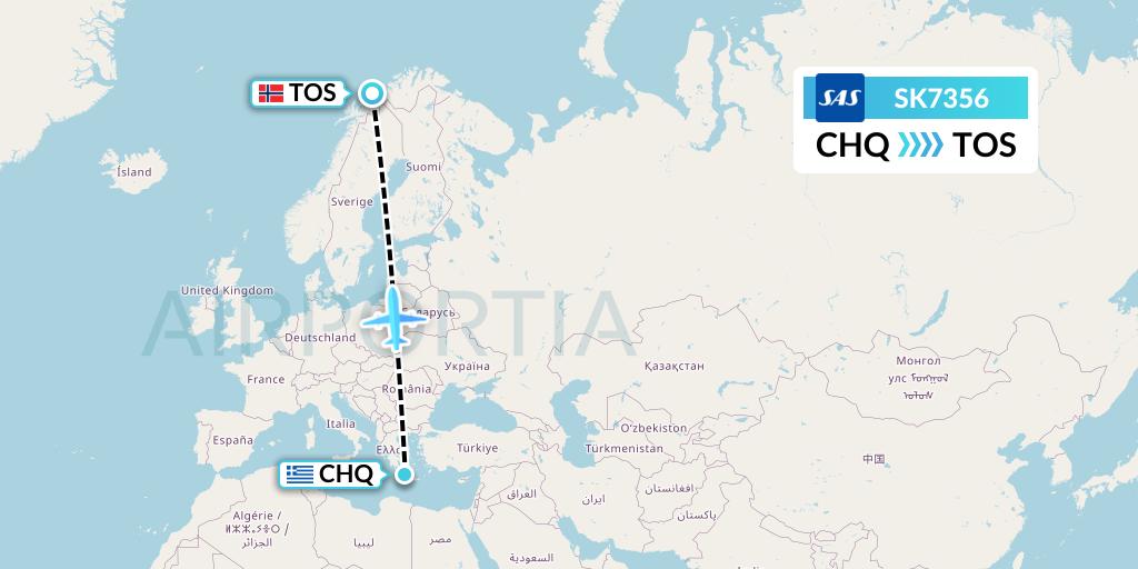 SK7356 SAS Flight Map: Chania to Tromso