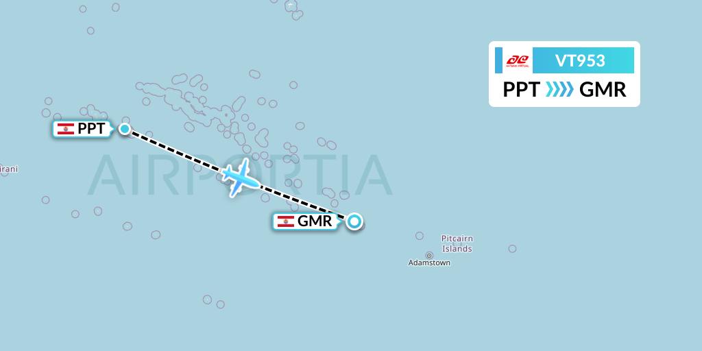 VT953 Air Tahiti Flight Map: Papeete to Totegegie