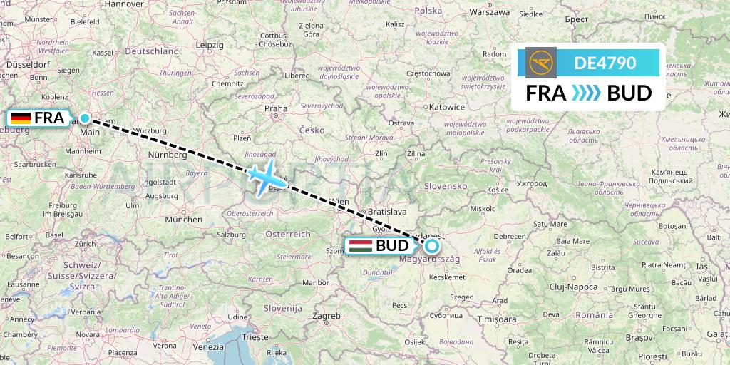 DE4790 Condor Flight Map: Frankfurt to Budapest