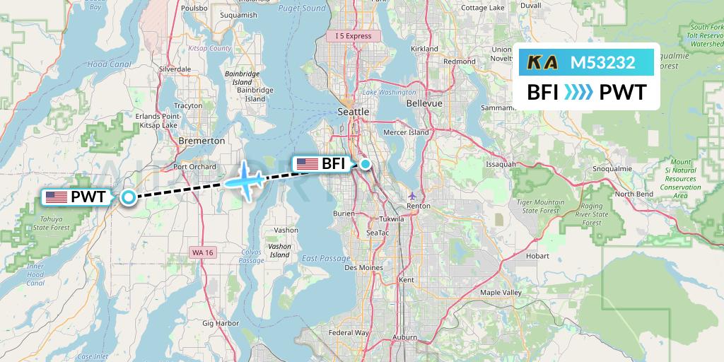M53232 Kenmore Air Flight Map: Seattle to Bremerton
