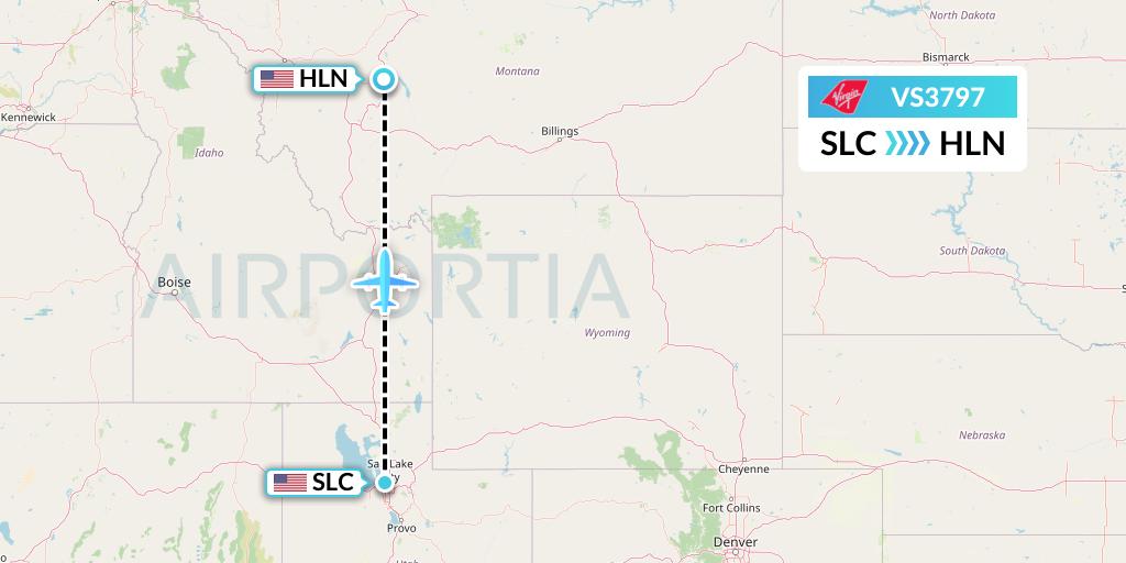 VS3797 Virgin Atlantic Airways Flight Map: Salt Lake City to Helena