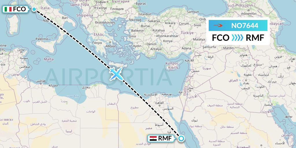 NO7644 Neos Flight Map: Rome to Marsa Alam
