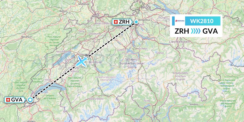 WK2810 Edelweiss Air Flight Map: Zurich to Geneva