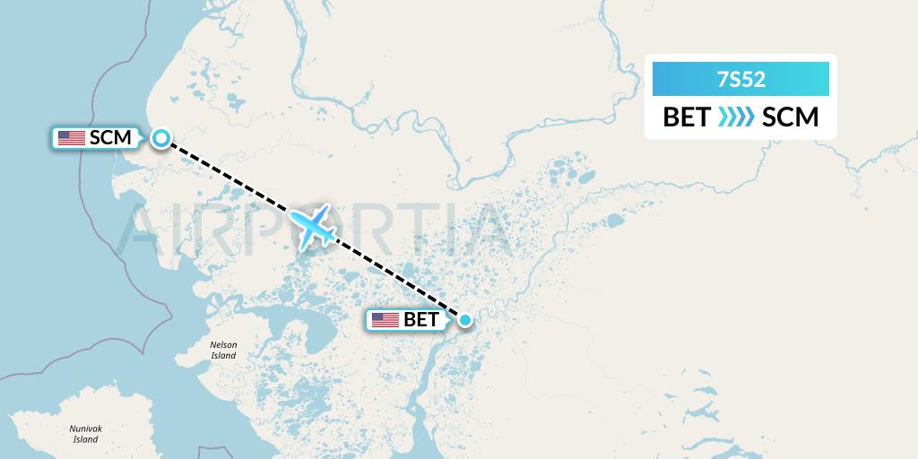 7S52 Ryan Air (USA) Flight Map: Bethel to Scammon Bay