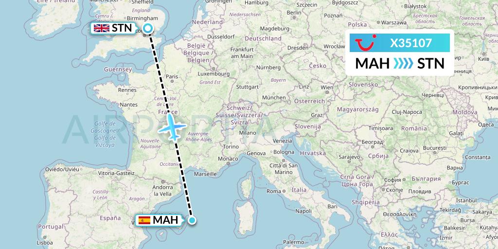 X35107 TUI fly Germany Flight Map: Mahon to London