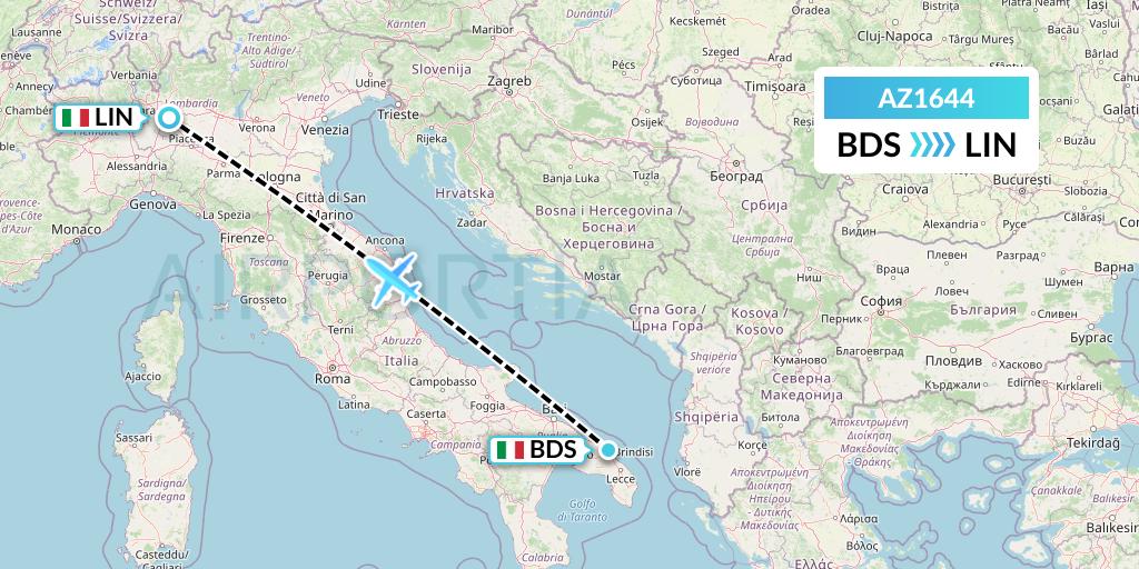 AZ1644 ITA Airways Flight Map: Brindisi to Milan