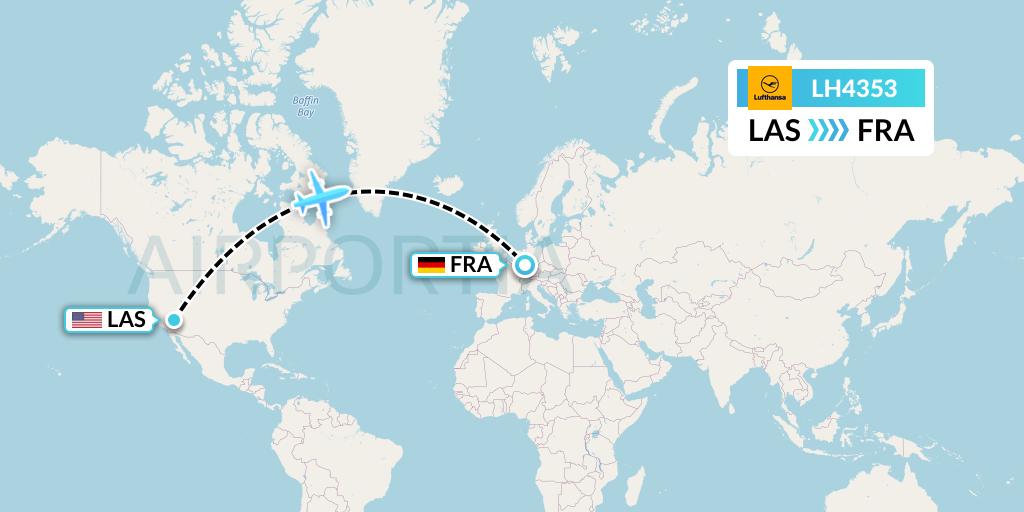 LH4353 Lufthansa Flight Map: Las Vegas to Frankfurt