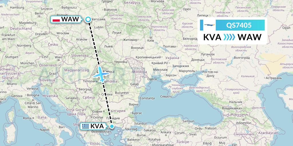 QS7405 Smartwings Flight Map: Kavala to Warsaw