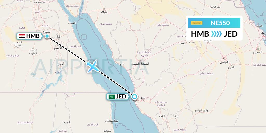 NE550 Nesma Airlines Flight Map: Sohag to Jeddah