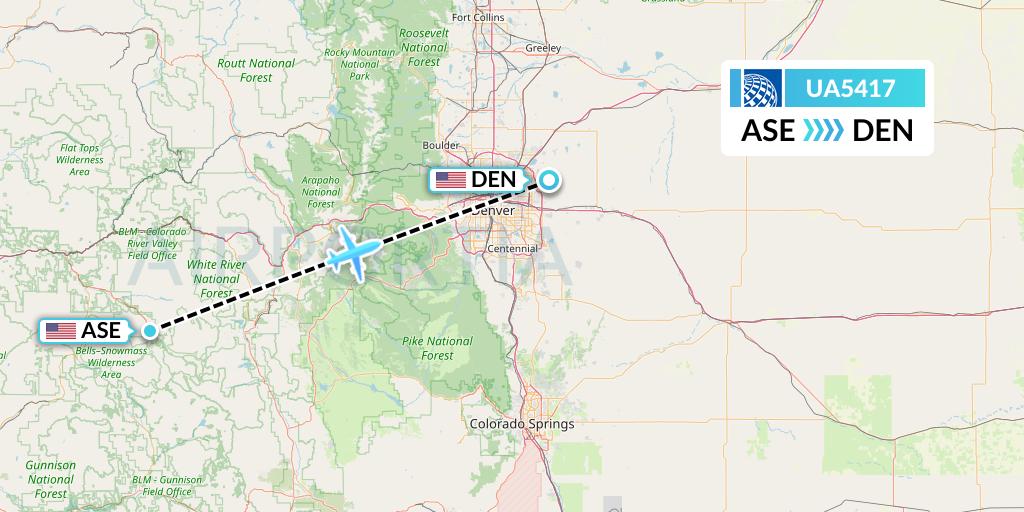 UA5417 United Airlines Flight Map: Aspen to Denver