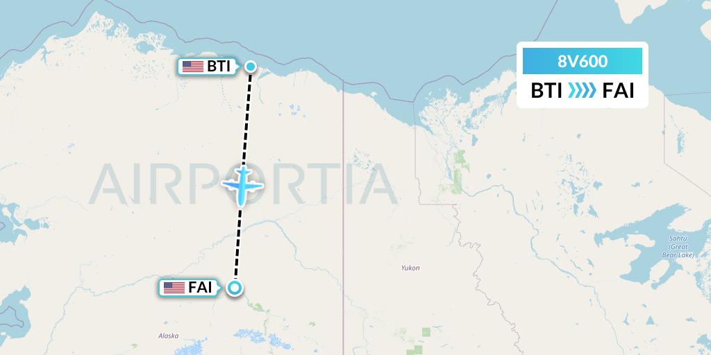 8V600 Wright Air Service Flight Map: Barter Island to Fairbanks