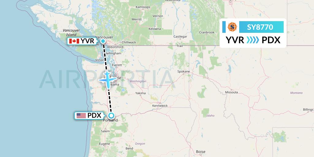 SY8770 Sun Country Airlines Flight Map: Vancouver to Portland