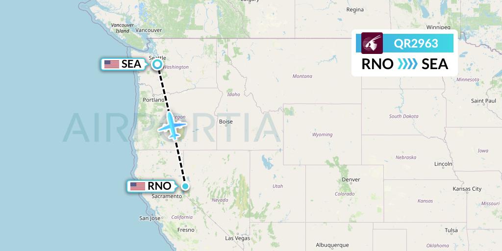 QR2963 Qatar Airways Flight Map: Reno to Seattle