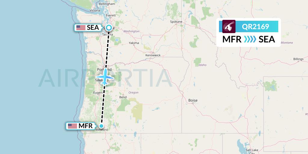 QR2169 Qatar Airways Flight Map: Medford to Seattle