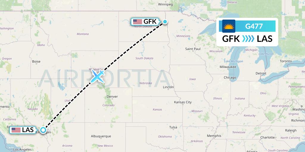 G477 Allegiant Air Flight Map: Grand Forks to Las Vegas