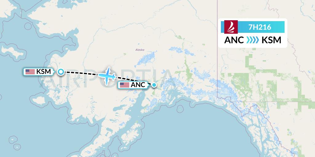 7H216 Ravn Alaska Flight Map: Anchorage to St. Mary's