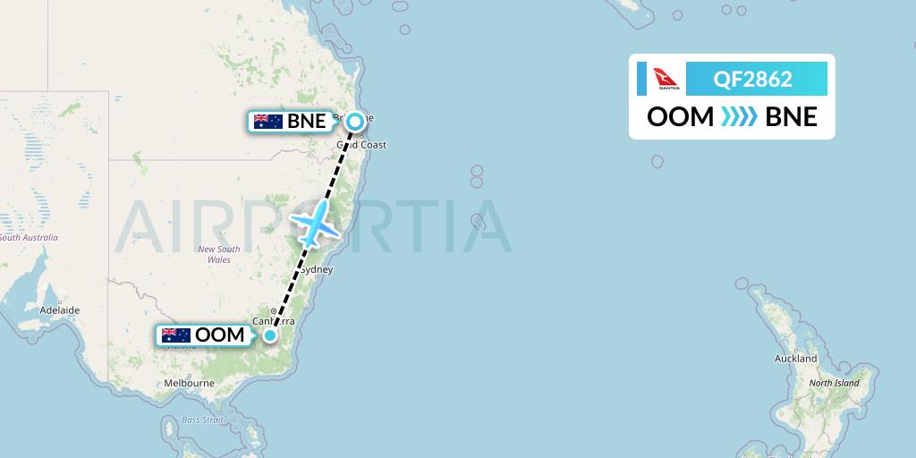 QF2862 Qantas Flight Map: Cooma to Brisbane