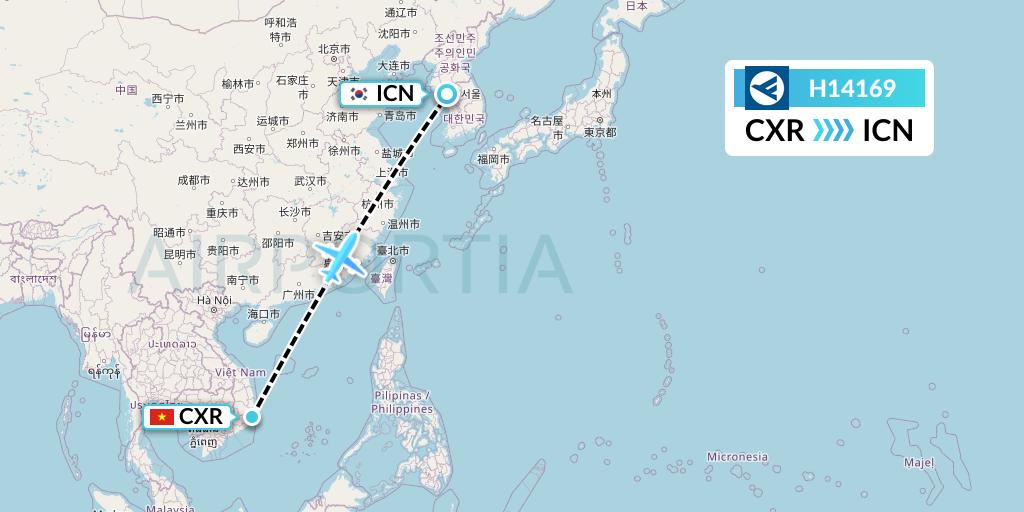 H14169 Hahn Air Systems Flight Map: Nha Trang to Seoul