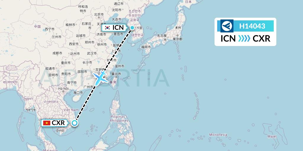 H14043 Hahn Air Systems Flight Map: Seoul to Nha Trang