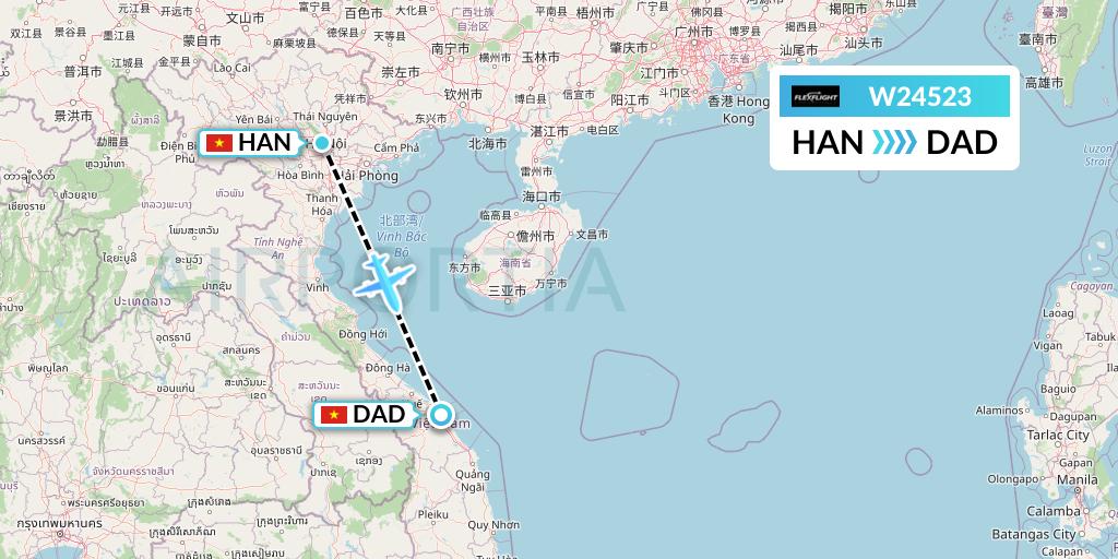 W24523 Flex Flight Flight Map: Hanoi to Da Nang