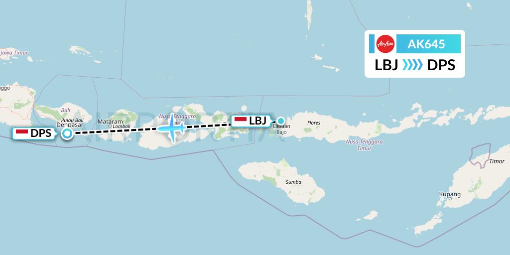 AK645 AirAsia Flight Map: Labuan Bajo to Denpasar