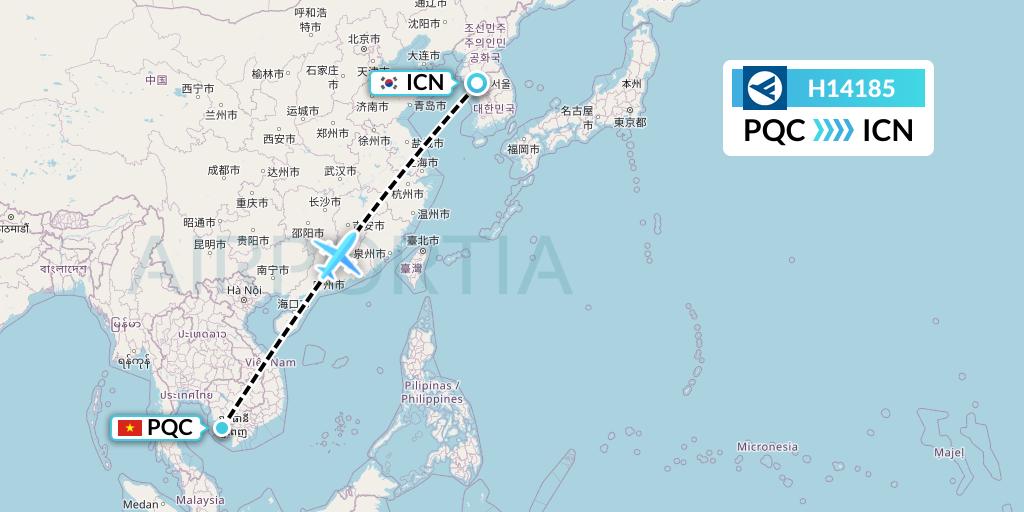 H14185 Hahn Air Systems Flight Map: Phu Quoc to Seoul