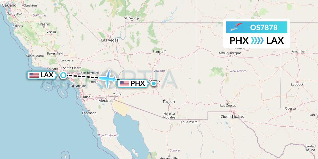 OS7878 Austrian Airlines Flight Map: Phoenix to Los Angeles