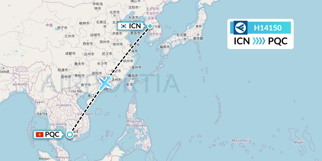 H14150 Hahn Air Systems Flight Map: Seoul to Phu Quoc