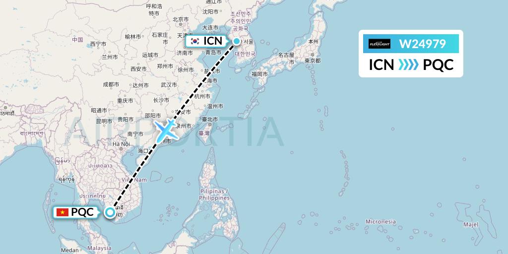 W24979 Flex Flight Flight Map: Seoul to Phu Quoc