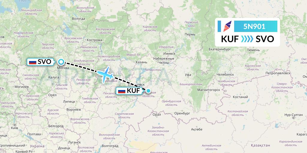 5N901 Nordavia Flight Map: Samara to Moscow