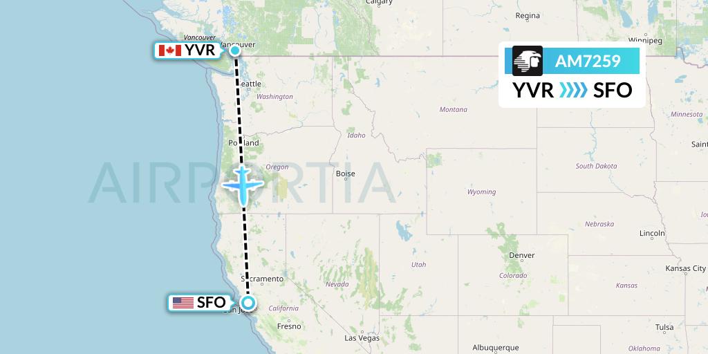 AM7259 Aeromexico Flight Map: Vancouver to San Francisco