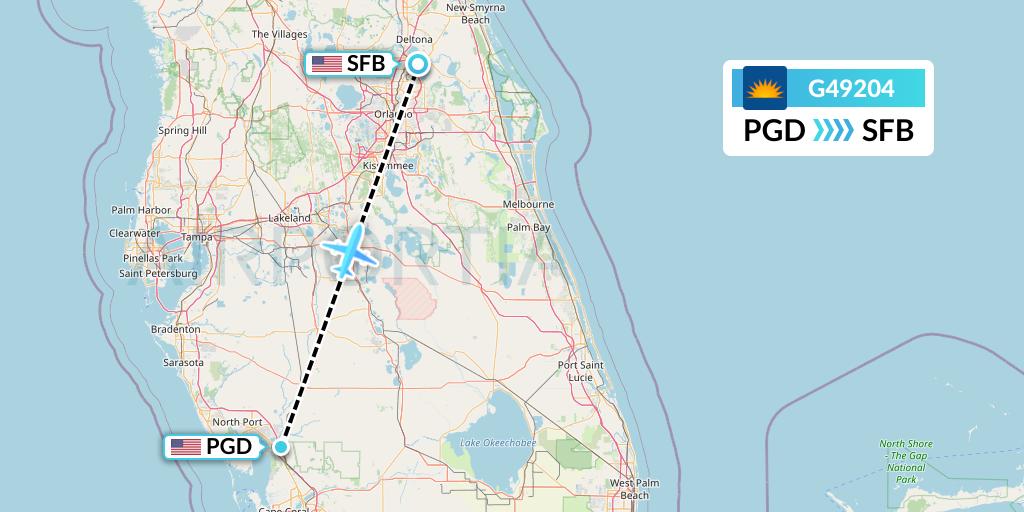 G49204 Allegiant Air Flight Map: Punta Gorda to Orlando