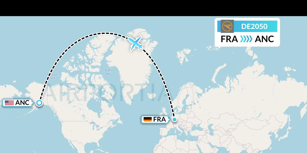 DE2050 Condor Flight Map: Frankfurt to Anchorage